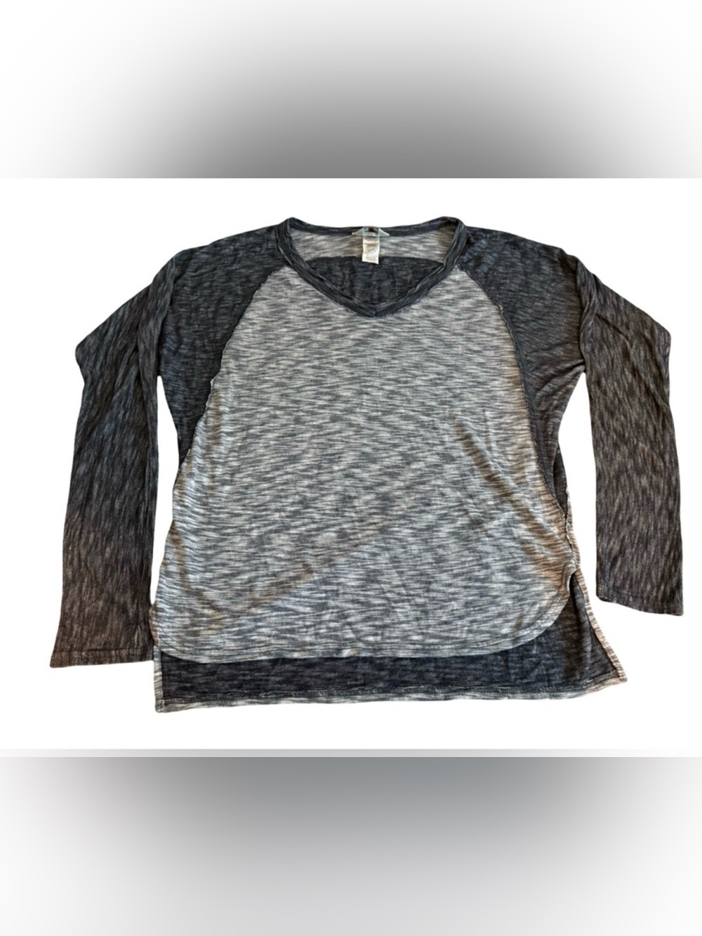 y2k hard tail burnout long sleeve raglan tee sheer gray usa made medium